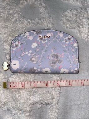 ALDO Lavender Floral Dome Zip Wallet with Gold Logo